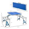Outsunny Folding Picnic Table with Umbrella Hole, Aluminum Suitcase Portable Outdoor Table with Bench, Patio, Porch or Camping Table and Chair Set
