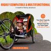 VEVOR Bike Trailer for Toddlers, Kids, Double Seat, 100 lbs Load, 2-In-1 Canopy Carrier Converts to Stroller