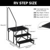 Hot Tub Steps Outdoor, 2 RV Steps with Handrail, Portable RV Stairs 3 Step, Heavy Duty Truck Camper Steps Ladders for Travel Trailers, 5th Wheel